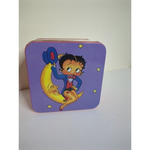 Vintage Betty Boop sitting on the moon metal tin container - Picture 1 of 4
